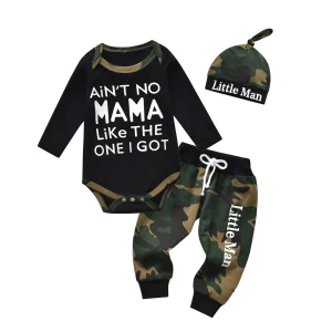 Newborn Baby Boy Clothes Long Sleeves Letter Print