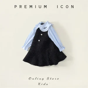 Spring Kids Girls Outfit Cotton Embroidery Peter Pan Collar Blouses