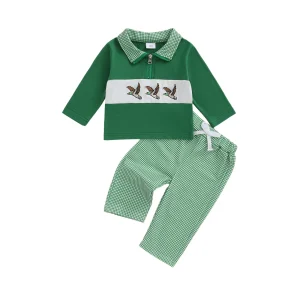 Toddler Boy 2-Piece Winter Outfit Cozy Bear Print Hoodie Jogger Set