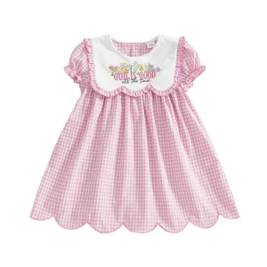 Toddler Girl Easter Dress with Short Sleeves and Sailor Collar
