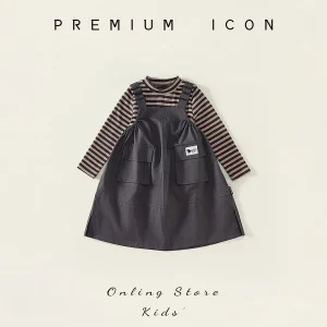 Spring Kids Girls 2PCS Clothes Set Children Girls Striped Long Sleeves