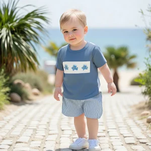 Boys Dinosaur Print T-shirt and Camouflage Shorts Set